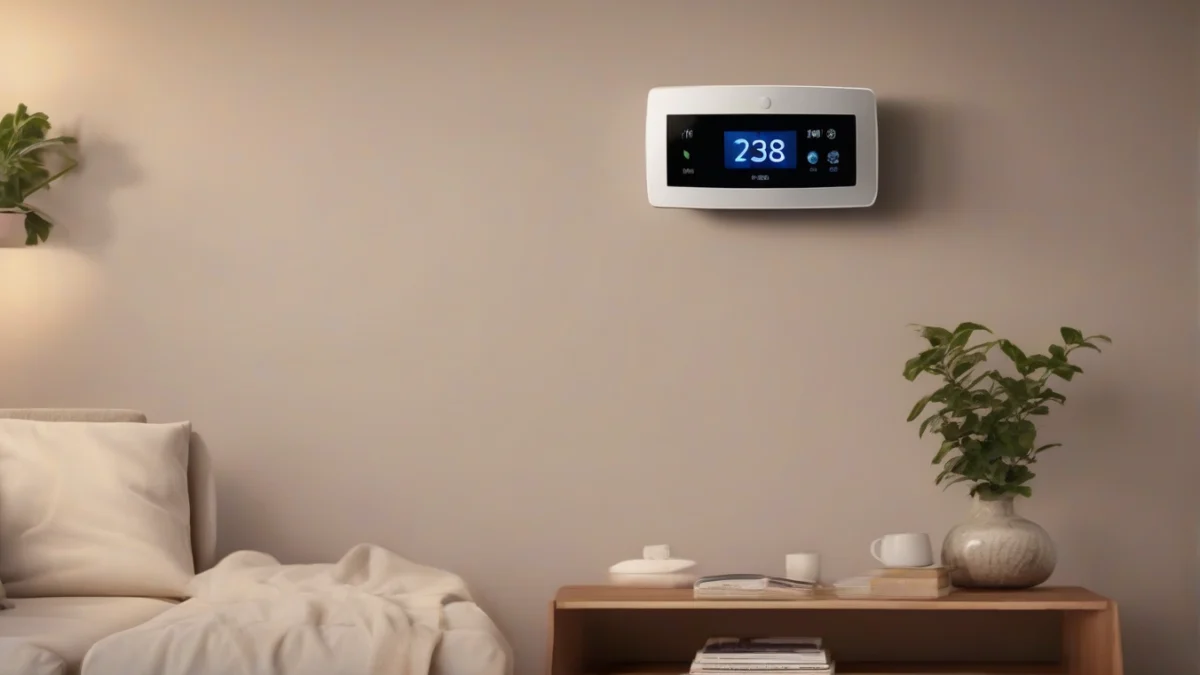 a sleek smart thermostat displaying temperature settings