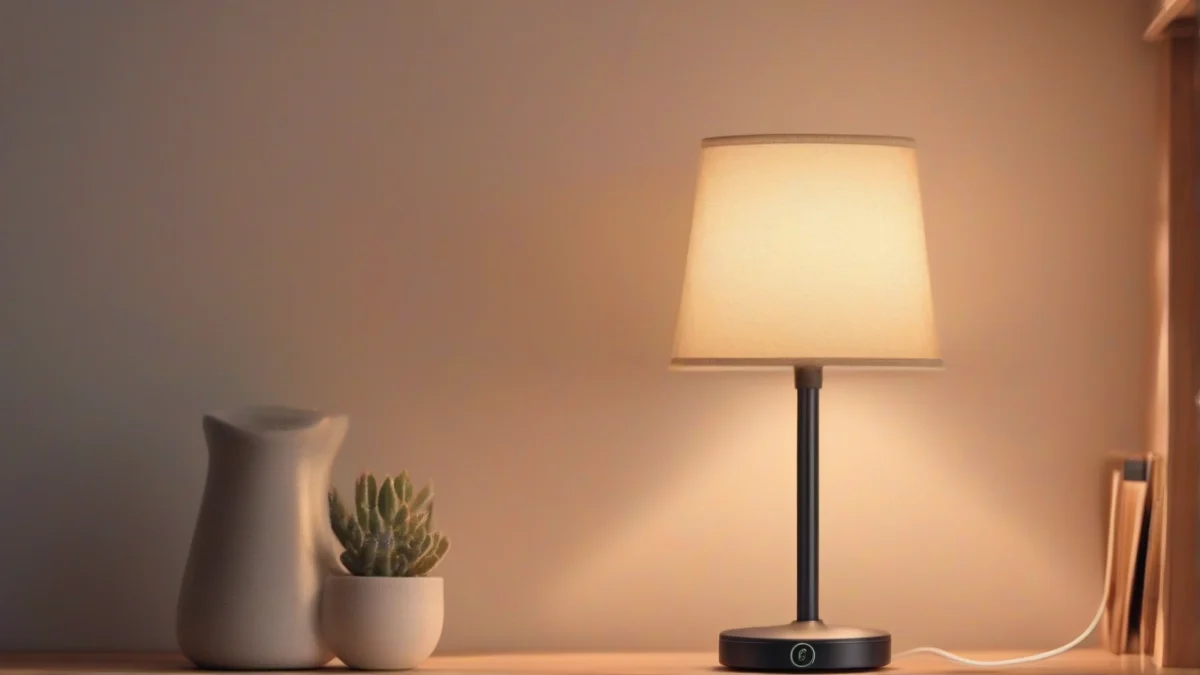 A temperature sensor placed on a shelf measuring room temperature.