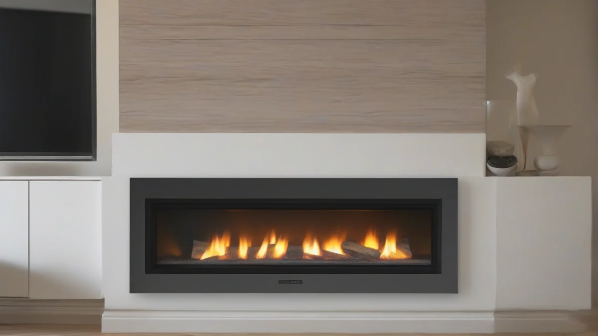 close-up of a model number plate on a fireplace
