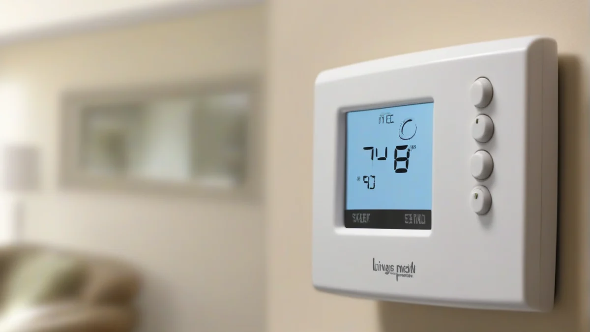 a digital thermostat displaying temperature settings